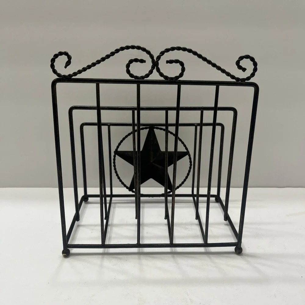 Rustic Western Style Napkin/Letter Holder Antiqued Metal Farmhouse Texas Star